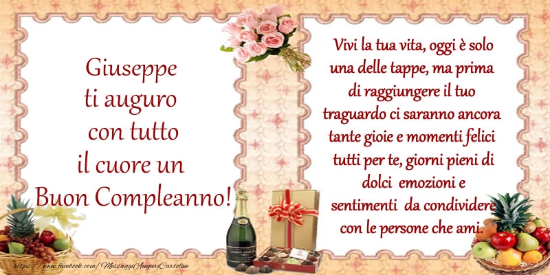 Giuseppe Ti Auguro Con Tutto Il Cuore Un Buon Compleanno Cartoline Di Compleanno Con Nome Giuseppe Cartolineconnomi Com